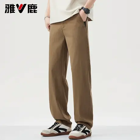 雅鹿薄款天丝直筒休闲裤男2026春夏新款潮流复古百搭休闲工装长裤商品大图