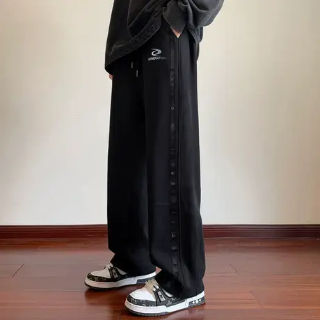 唐狮卫裤男春秋季新款运动裤男生针织长裤大宽松显瘦裤子男潮TE图片