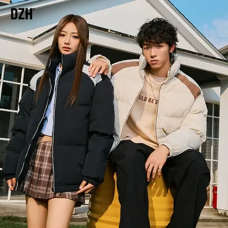情侣立领棉服男款冬季加厚潮牌棉衣外套潮高级感情侣装2023年新款商品大图