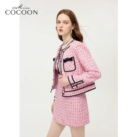 MISSCOCOON法式小香风上衣2023秋季新款女粗花呢短外套商品大图