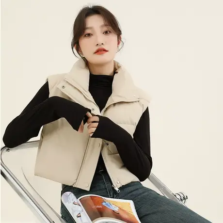 韩潮袭人短款棉服马甲外套女2023冬季新款休闲时尚百搭坎肩马夹图片