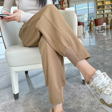 加绒运动裤女宽松哈伦春秋冬季2023年新款显瘦休闲萝卜束脚卫裤子图片