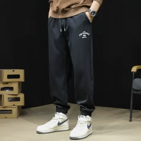 2024新款运动裤男士春秋款宽松大码休闲黑色裤子束脚卫裤秋季男裤商品大图