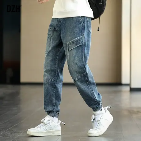 男士美式复古牛仔裤男潮牌春夏款宽松裤子2024新款工装裤束脚长裤商品大图