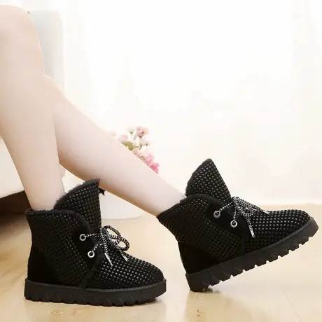 东北加厚雪地靴女中筒棉鞋女高帮冬季加厚厚底防水防滑户外棉靴子图片