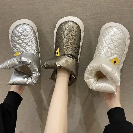 加厚棉拖鞋女包跟冬季加绒防水外穿东北雪地靴厚底防滑保暖大棉鞋商品大图