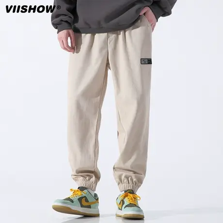 VIISHOW工装裤冬潮流灯芯绒宽松束脚男士裤子潮牌校园加厚运动裤商品大图