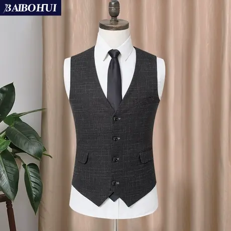 休闲西装马甲男修身秋冬款商务韩版青年小西服马甲男潮流坎肩背心商品大图