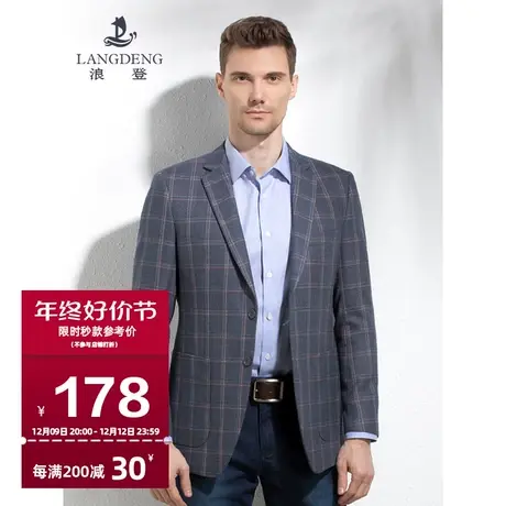 浪登休闲西服男2024款春季百搭商务复古英伦风格子西装外套上装男商品大图