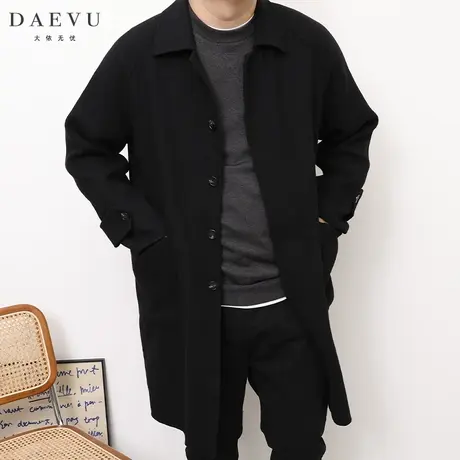冬新款韩版潮胖子加肥加大码男士中长款翻领双面呢子大衣外套风衣图片