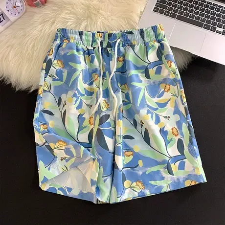 沙滩裤男夏季薄款速干潮牌花短裤可下水宽松休闲五分游泳裤大裤衩商品大图