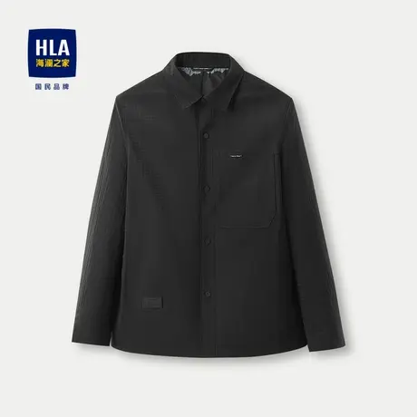 HLA/海澜之家翻领夹克2024春夏新挺款括休闲格子布工装风外套男士图片