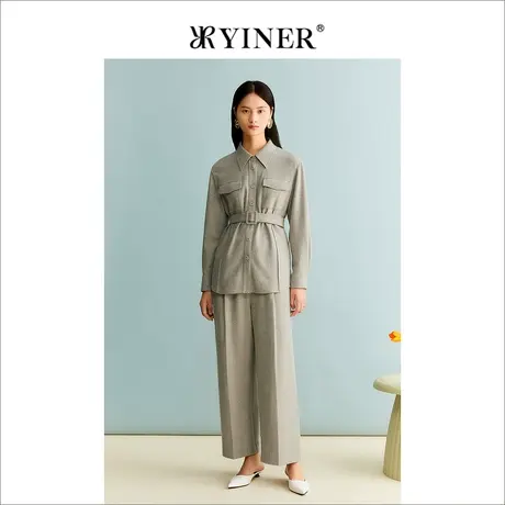 YINER音儿女装冬季法式优雅绵羊毛兔毛衬衫POLO领职场上衣商品大图