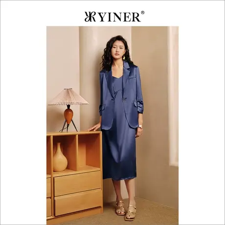 【醋酸系列】YINER音儿女装夏季休闲缎面吊带连衣裙商品大图