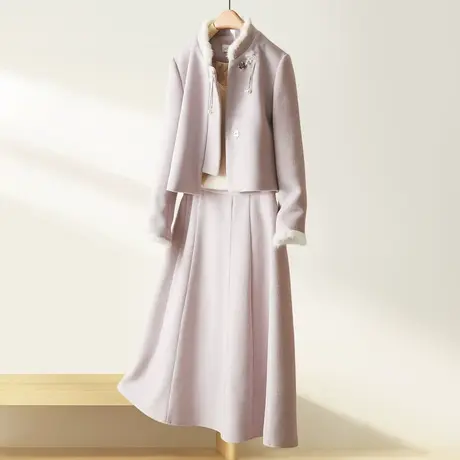 时尚气质羽绒服2024年冬季国风温柔淑女减龄加厚款半裙两件套图片