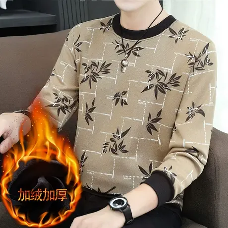 毛衣男潮流帅气针织小衫冬天加绒毛线衣加厚打底衫保暖内衣上衣服商品大图