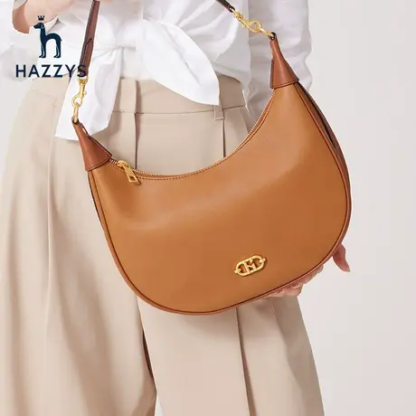【商场同款】Hazzys哈吉斯新款黑色女士手提包英伦风腋下包商品大图