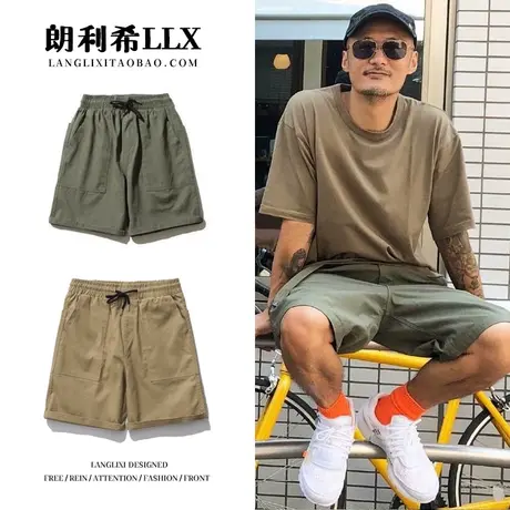 工装短裤男夏季日系潮牌余文乐大口袋宽松休闲潮流直筒中裤五分裤图片