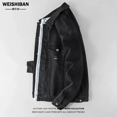 高端重磅美式休闲工装夹克男士春秋新款纯棉休闲宽松猎装牛仔外套商品大图