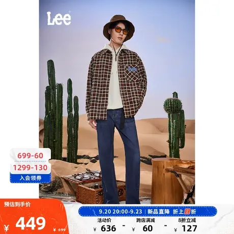 LeeXLINE23秋冬新品五袋款磨毛男保暖牛仔裤中深蓝LMB004051101商品大图