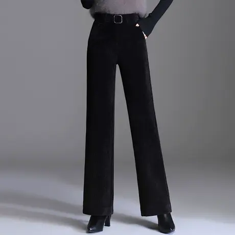 韩版雪尼尔阔腿裤女秋冬2023新款高腰显瘦垂感长裤通勤休闲直筒裤商品大图