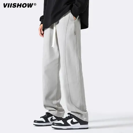 VIISHOW美式重磅灰色卫裤男春秋季宽松直筒休闲裤子痞帅运动长裤商品大图