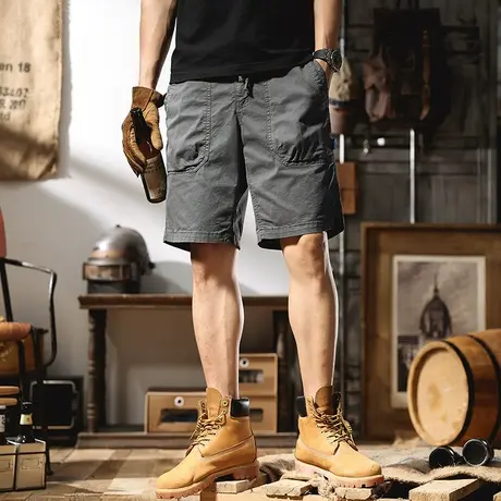 美式复古工装短裤夏季薄款男士多袋裤宽松直筒休闲五分裤中裤大码商品大图