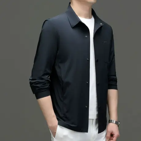 冰丝外套男宽松夏季薄款痞帅衬衫衣服高级垂感男士防晒衣夏装上衣图片