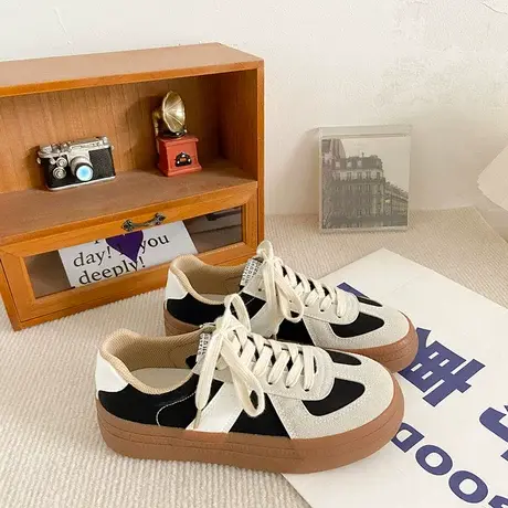 复古港风2023低帮夏季德训鞋新款小众百搭板鞋ins平底运动帆布鞋商品大图