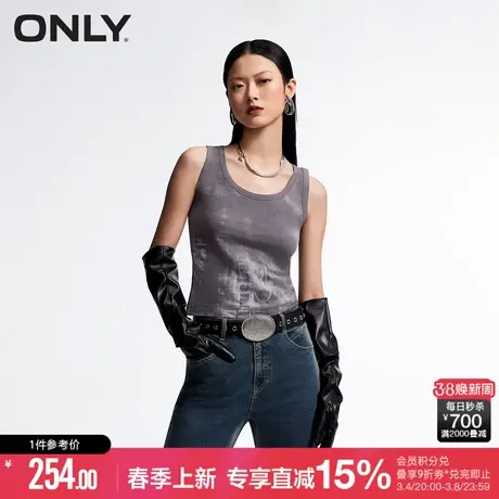 ONLY夏季时尚复古修身印花短款无袖背心T恤女|124103006商品大图