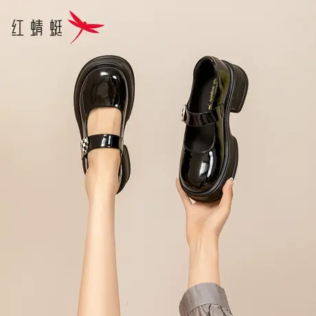 红蜻蜓法式玛丽珍女鞋2023春季新款日系小皮鞋英伦风百搭粗跟单鞋商品大图