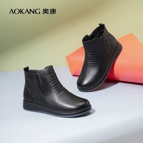【门店发货】奥康女鞋 2022冬季新款保暖日常休闲百搭加绒棉鞋图片