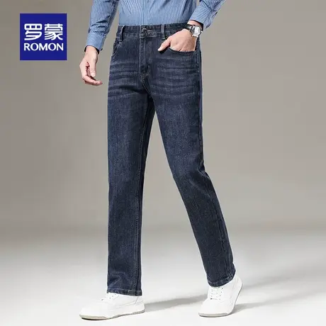 罗蒙男士商务休闲牛仔裤2023秋季新款百搭简约加厚直筒时尚长裤男图片