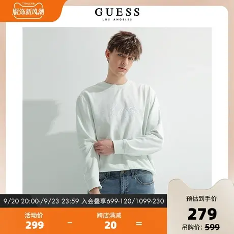 GUESS秋季男士打底美式复古刺绣oversize长袖卫衣-M2GQ20KB3R0商品大图