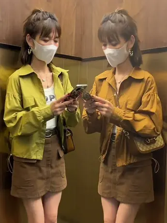 2023春秋新款爆款抽绳翻领设计感衬衣外套韩版ins小个子百搭外套图片