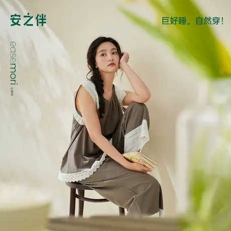 安之伴【梭织棉布】纯棉睡衣女夏季2025新款简约甜美可外穿家居服商品大图