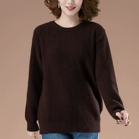 毛衣女秋冬新款加肥加大码女装宽松中年妈妈百搭套头显瘦针织上衣商品大图