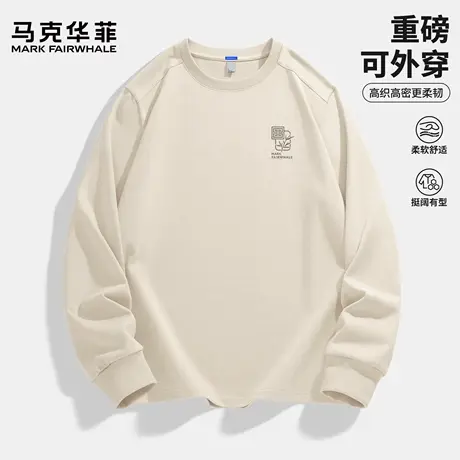 马克华菲重磅打底衫男春秋季内搭长袖t恤男士宽松大码休闲上衣服X商品大图