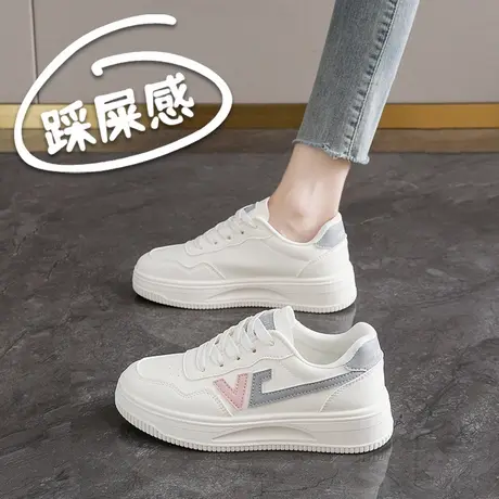 小白鞋女2025新款春秋复古厚底休闲板鞋百搭运动鞋商品大图
