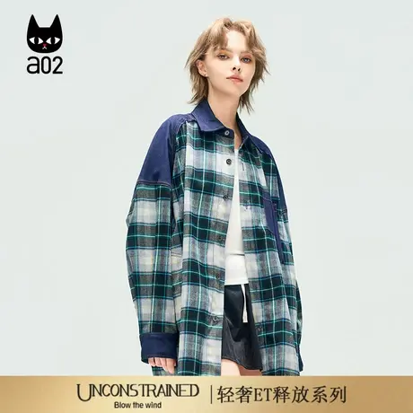 a02【ET释放系列】宽松格子衬衫女2025新款秋季衬衣外套通勤穿搭商品大图