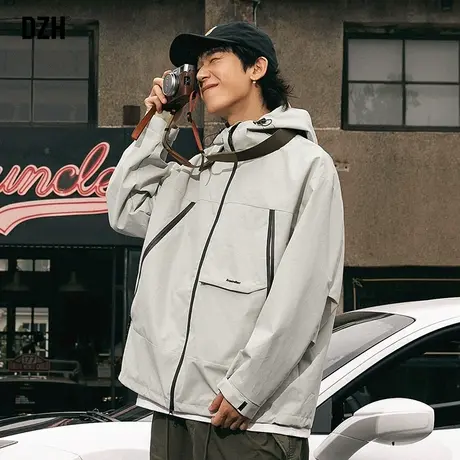 男士户外工装冲锋衣男外套春秋男装2023新款美式夹克连帽户外登山商品大图