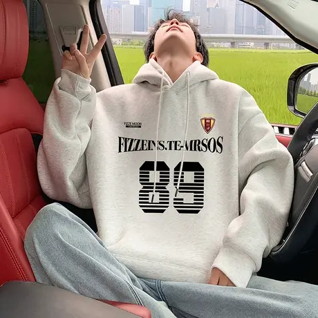 连帽卫衣男春秋季新款宽松休闲帽衫重磅纯棉潮牌美式运动长袖外套商品大图