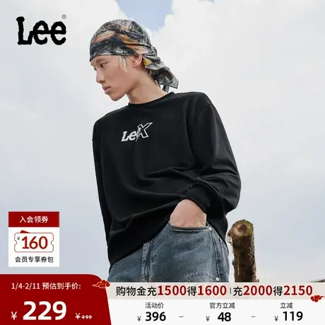 Lee25秋冬新品舒适版圆领印花Logo男长袖卫衣休闲潮LMT010840204图片