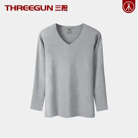 三枪男士中厚款保暖单件上衣打底衫长绒棉秋衣V领莫代尔棉内衣冬商品大图