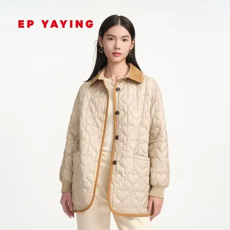 EP YAYING雅莹女装 时尚爱心肌理衬衫撞色棉服 商场同款M106A商品大图