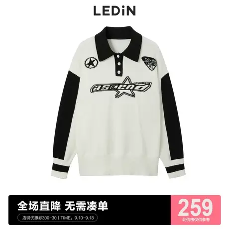 乐町polo领毛衣秋冬新款学院针织上衣C1EEC4501图片