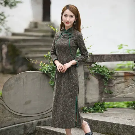 筠雅改良旗袍年轻款棉麻连衣裙日常可穿小香风复古气质修身裙子图片