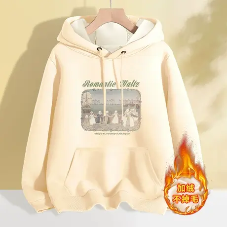 加厚秋冬卫衣女加绒2023新款冬季连帽秋装上衣外套宽松慵懒风冬装图片