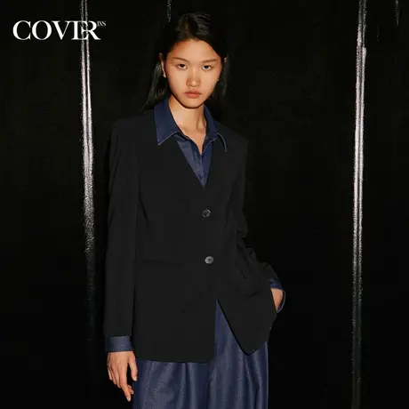 COVER秋季假两件立裁正肩式西装外套图片