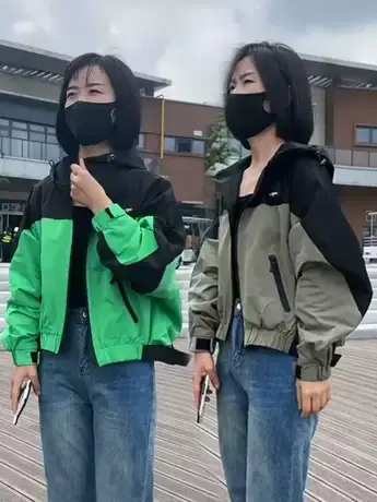 2023秋季韩版撞色连帽简约外套休闲工装上衣宽松运动外衣拼色上衣商品大图